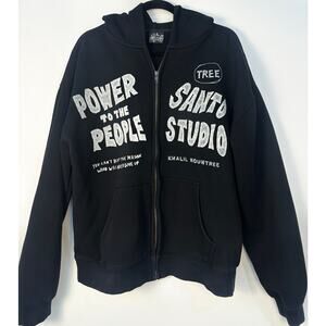 Santo Studio Khalil Rountree “Power to the People” Graphic Zip Hoodie Size M
